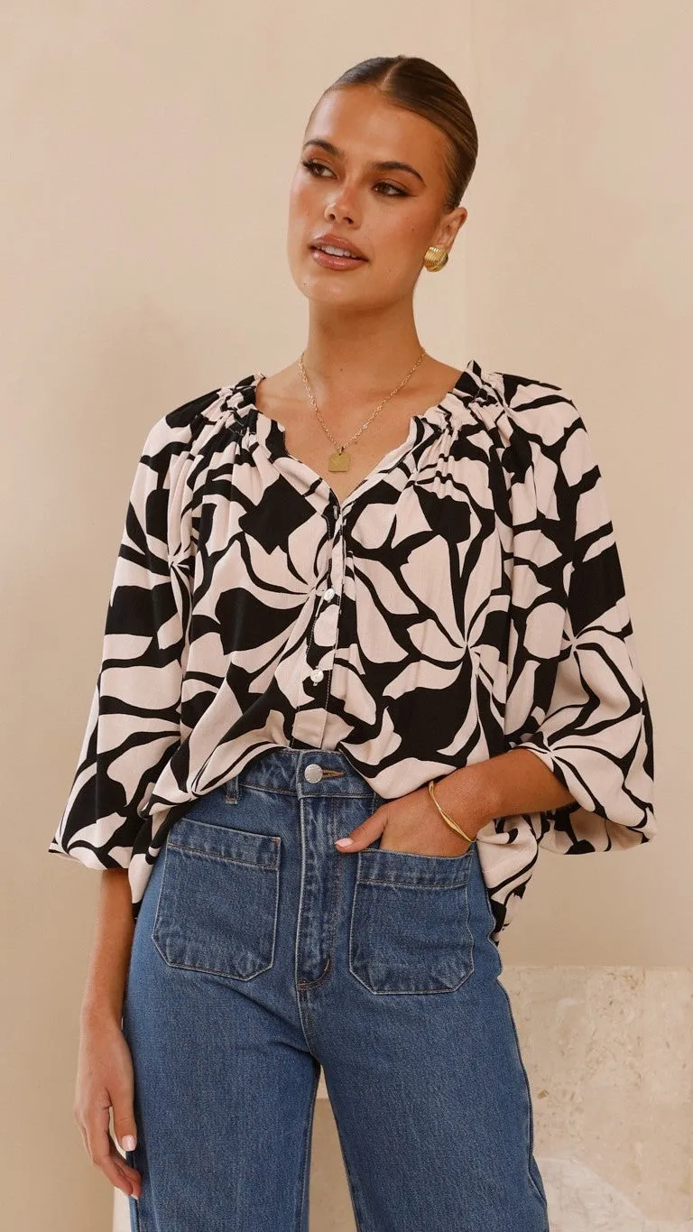 Addison Top - Black/Beige