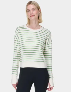 After Class Crop Sweatshirt - Lilywhite Green Stripe
