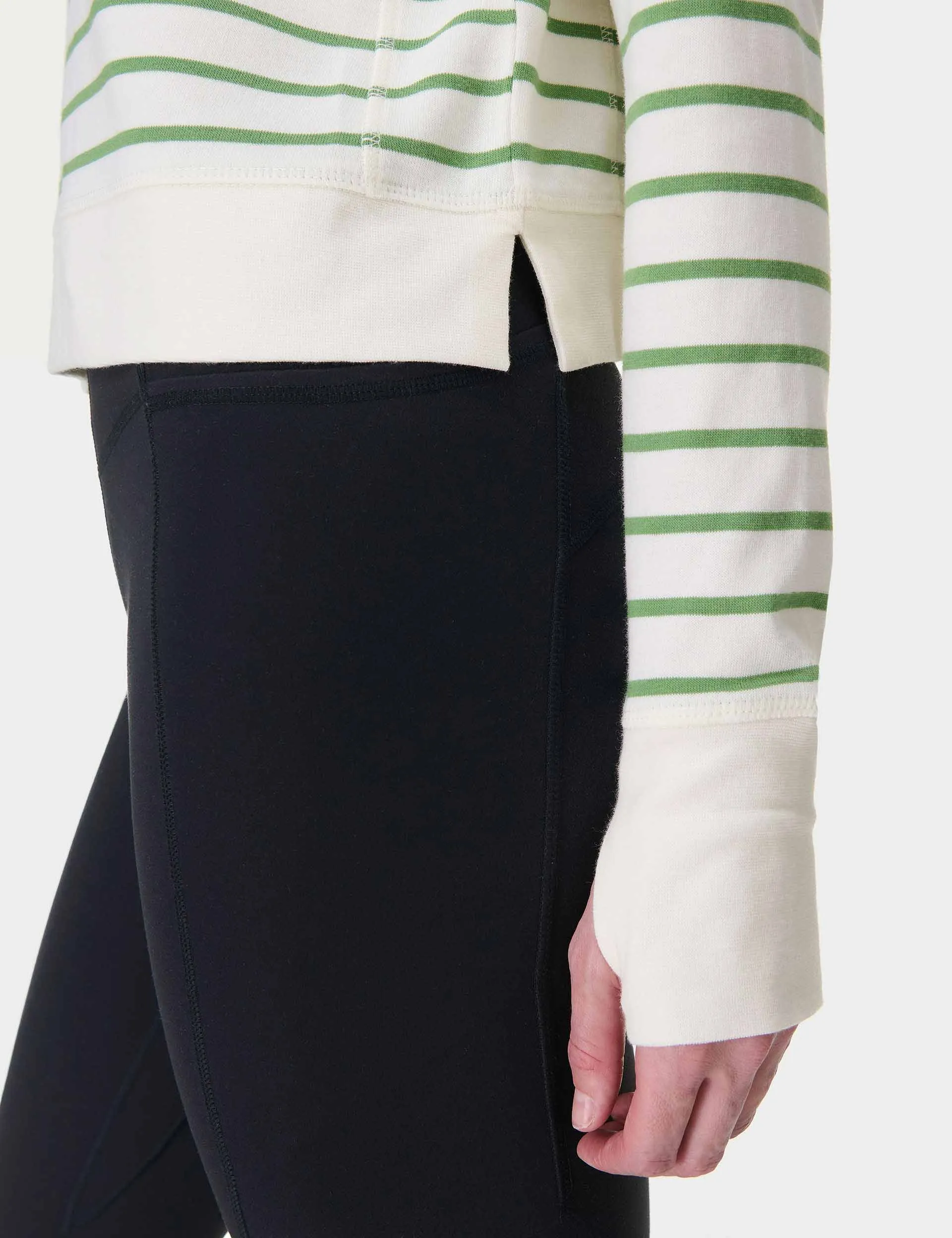 After Class Crop Sweatshirt - Lilywhite Green Stripe