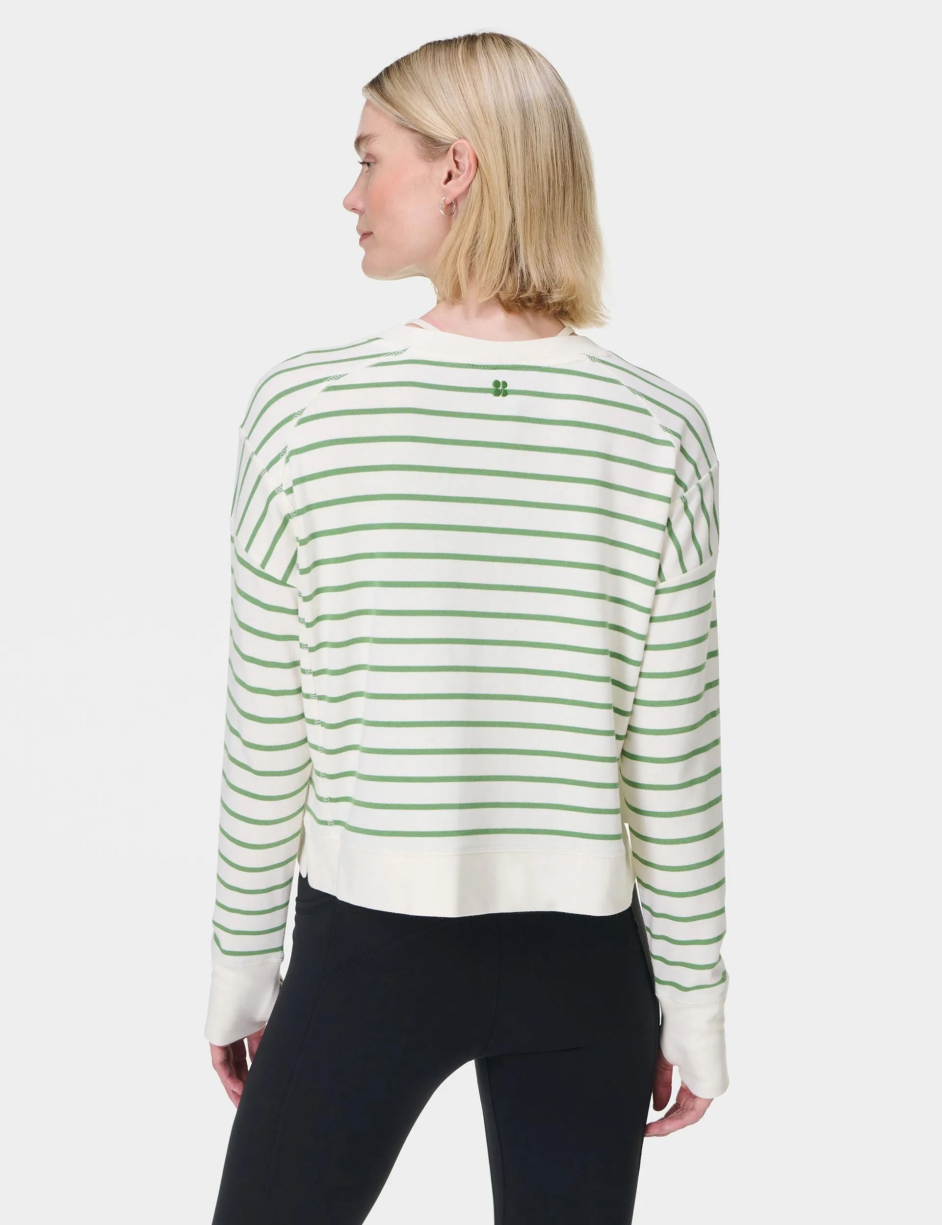 After Class Crop Sweatshirt - Lilywhite Green Stripe
