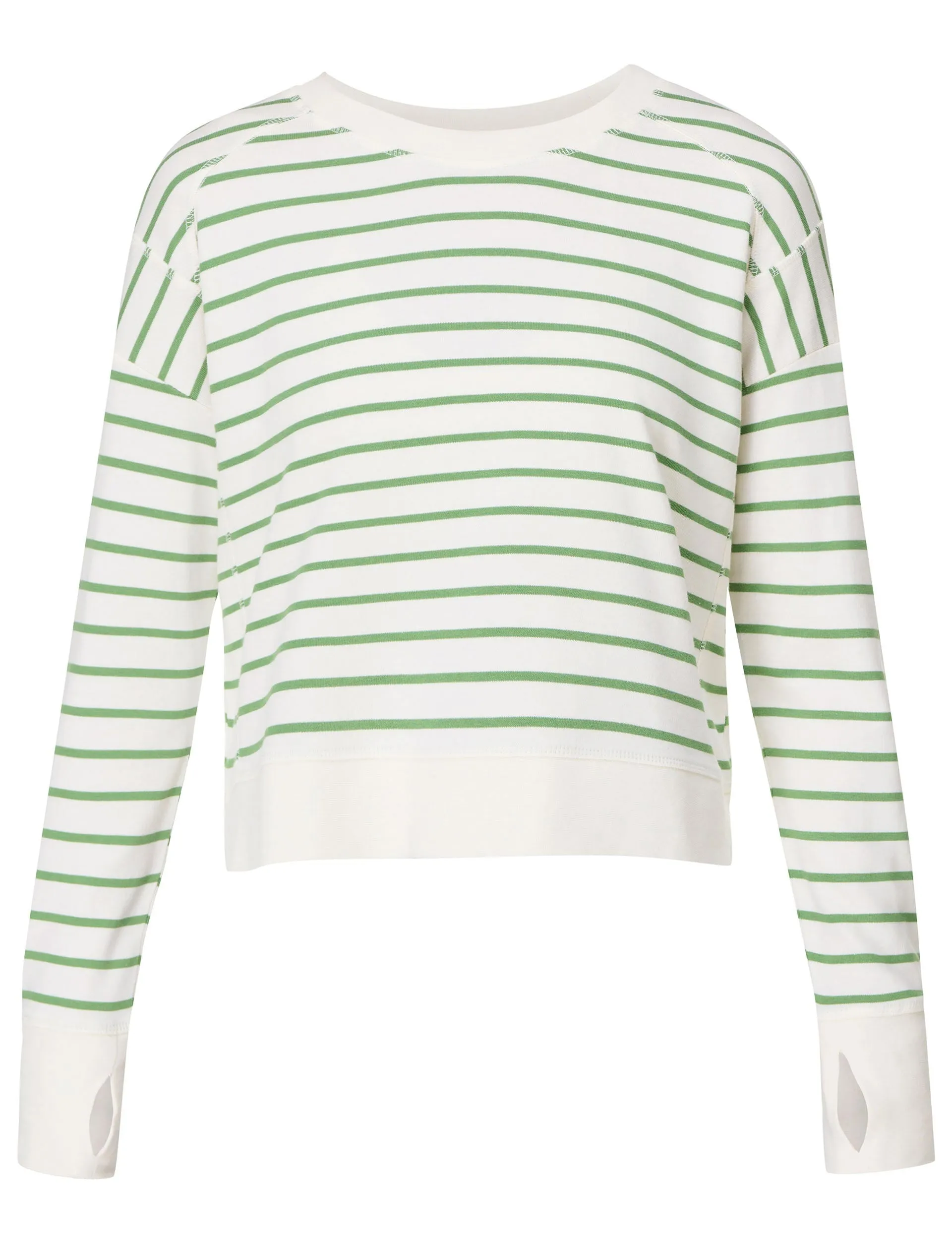 After Class Crop Sweatshirt - Lilywhite Green Stripe