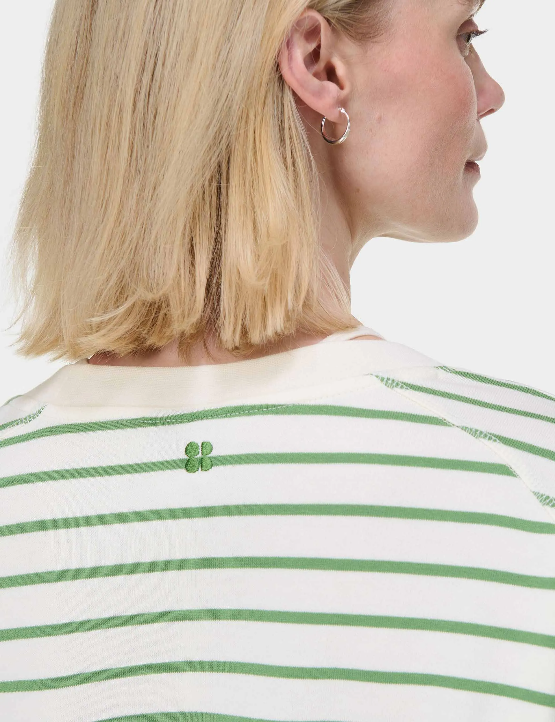 After Class Crop Sweatshirt - Lilywhite Green Stripe