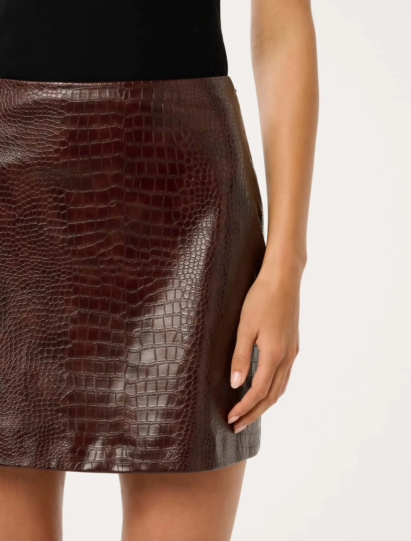 Aurelia Vegan Croc Leather Mini Skirt