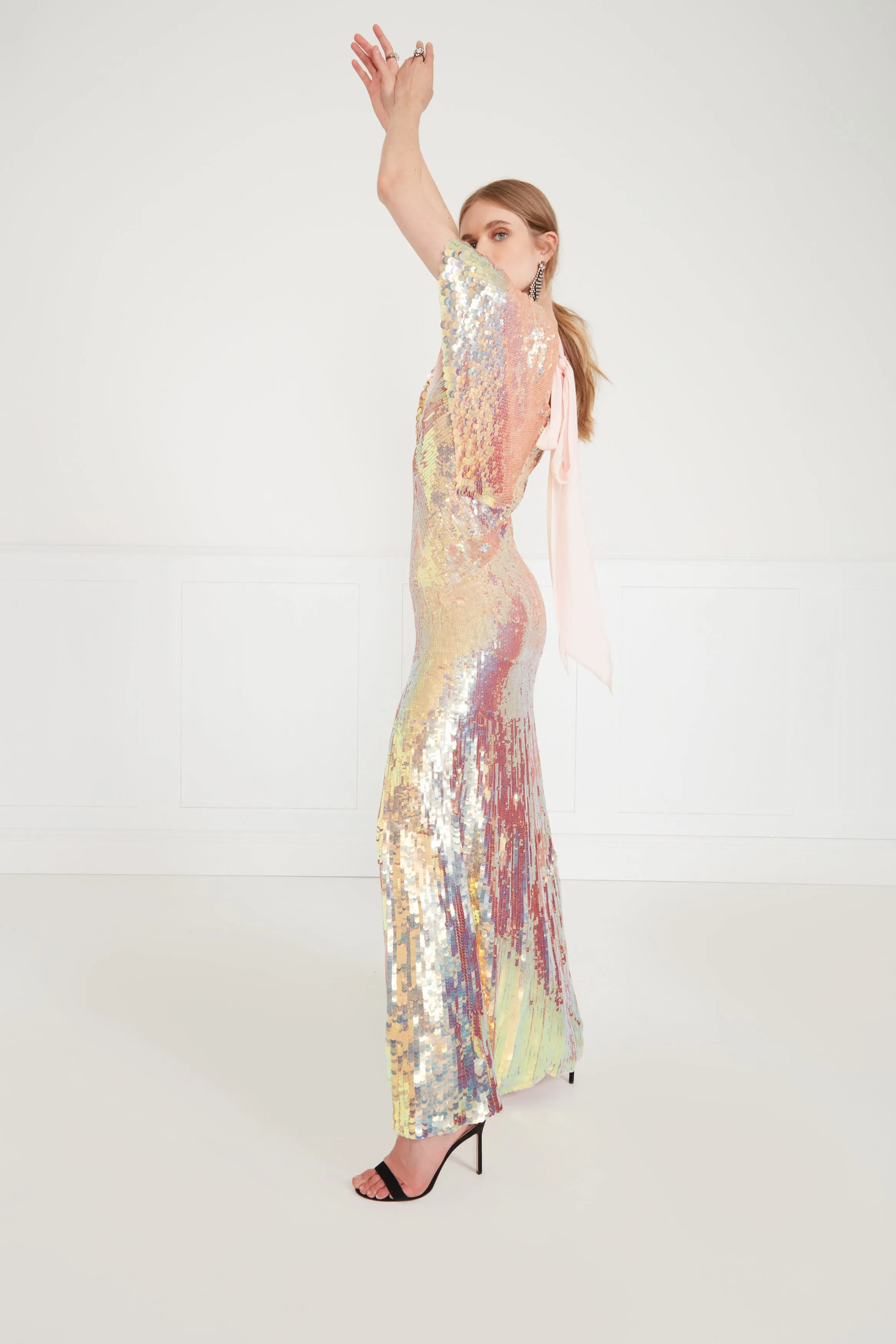 Bardot Dress - Iridescent Gold