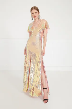 Bardot Dress - Iridescent Gold