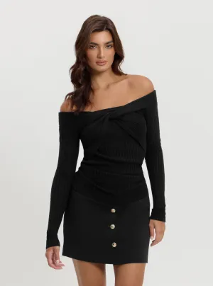 Black Milana Wrap Knit Top