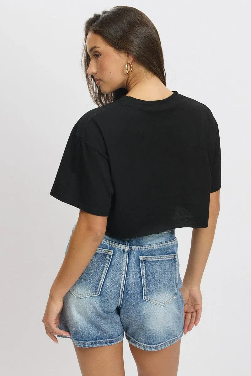 Black T Shirt Short sleeve Crew Neck