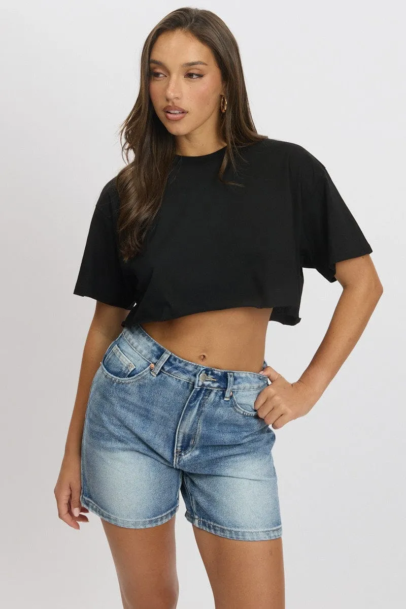 Black T Shirt Short sleeve Crew Neck