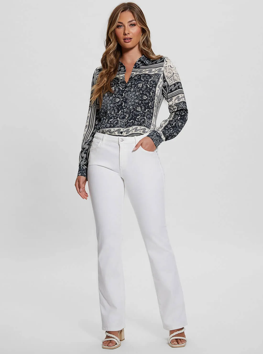 Blue and White Georgie Bandana Print Shirt