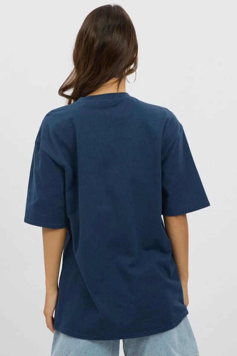 Blue Graphic Tee Short Sleeve
