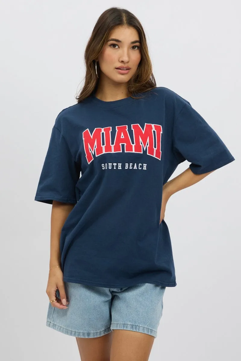 Blue Graphic Tee Short Sleeve