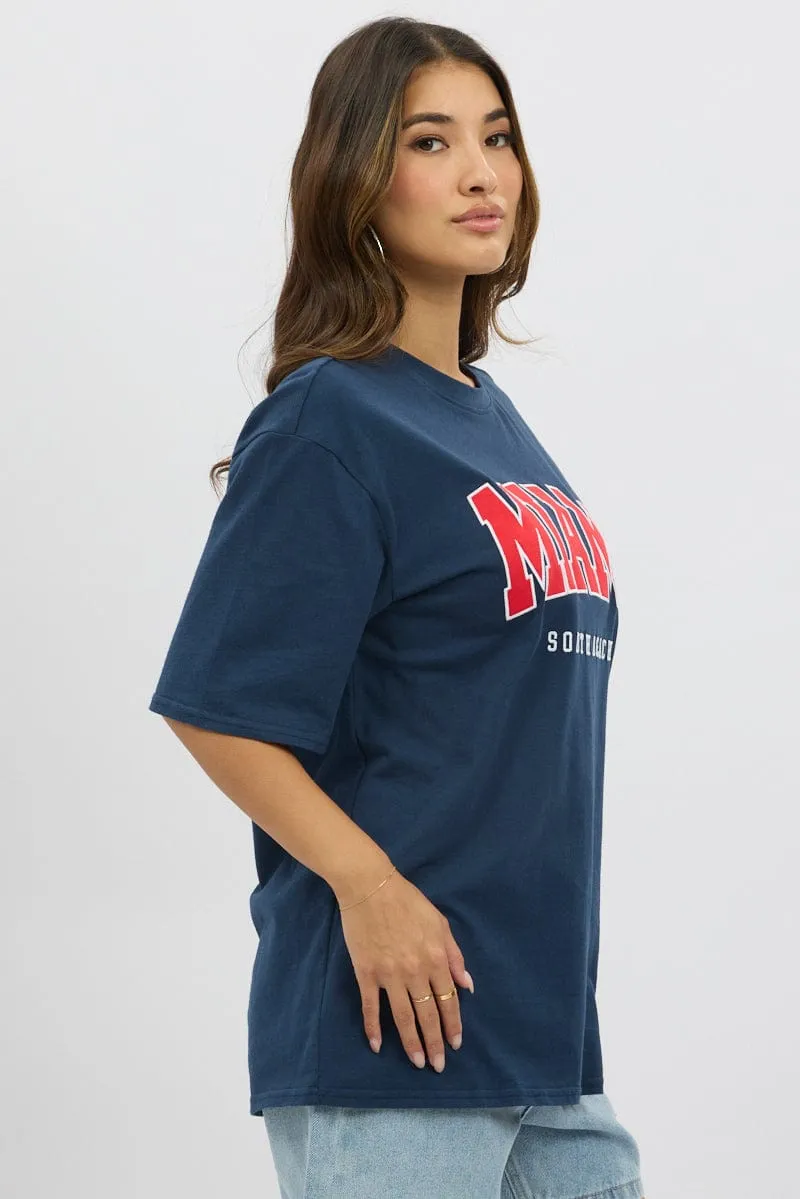 Blue Graphic Tee Short Sleeve