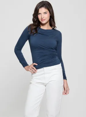 Blue Shirred Noelle Top