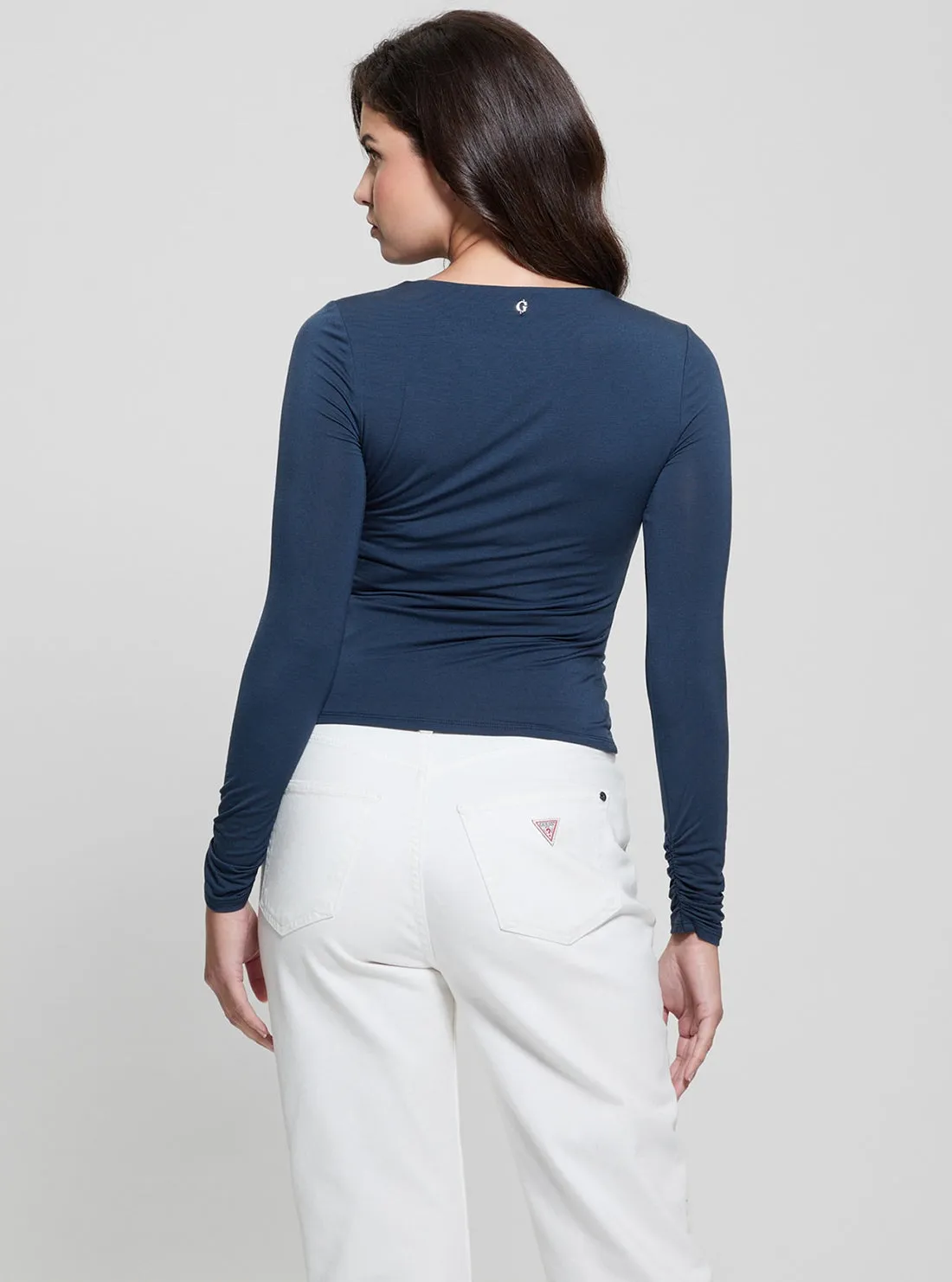 Blue Shirred Noelle Top