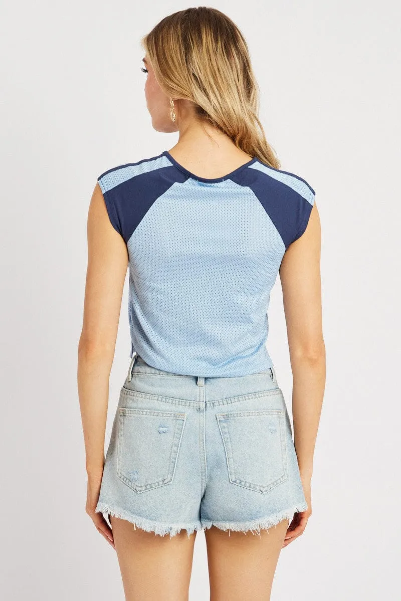 Blue Sport Tee Short Sleeve Crop