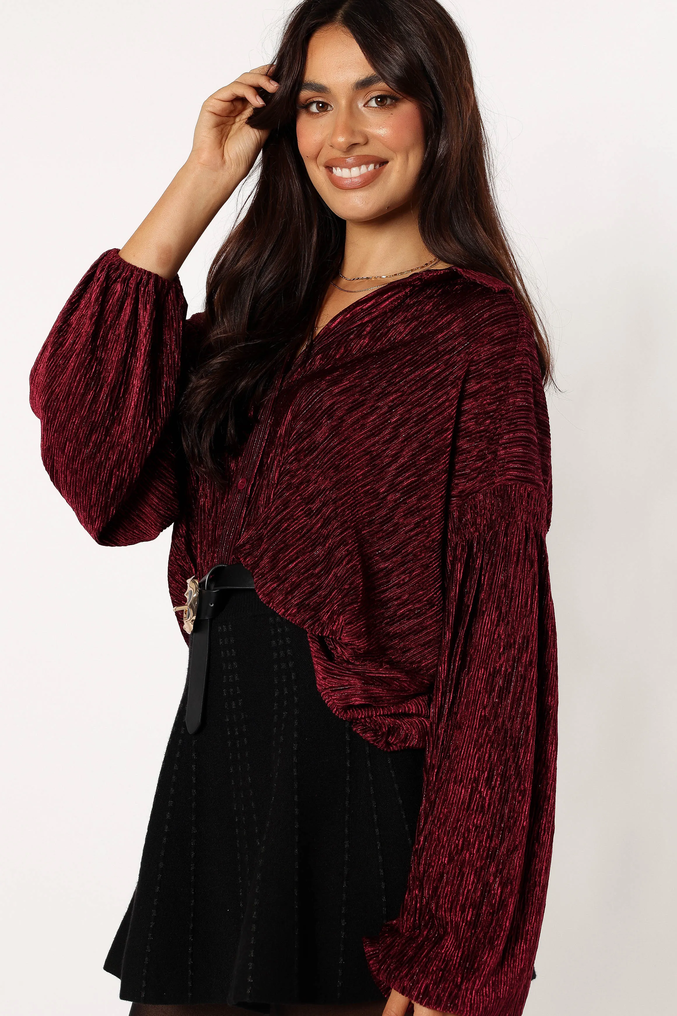 Cadence Long Sleeve Top - Burgundy