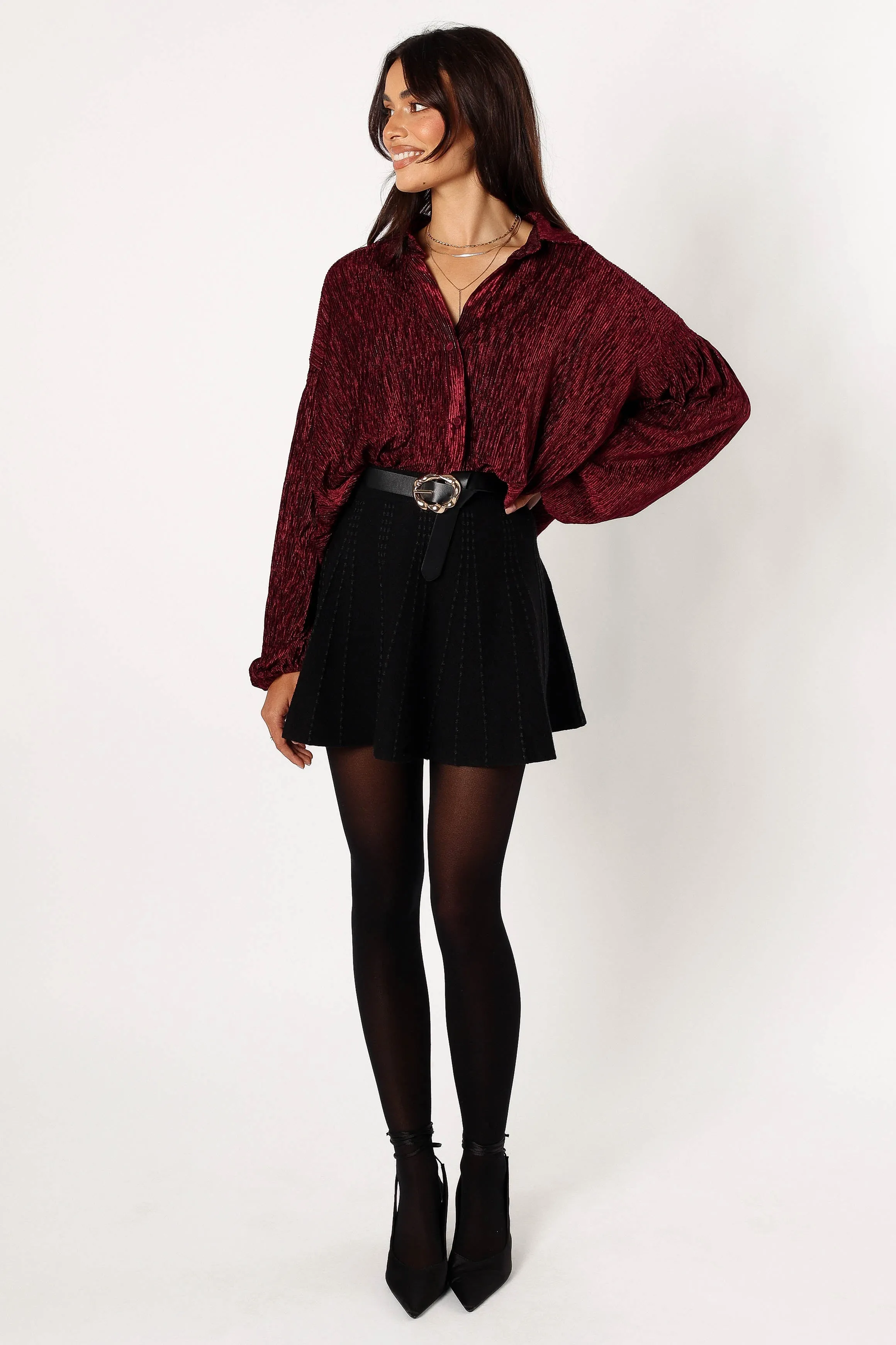 Cadence Long Sleeve Top - Burgundy