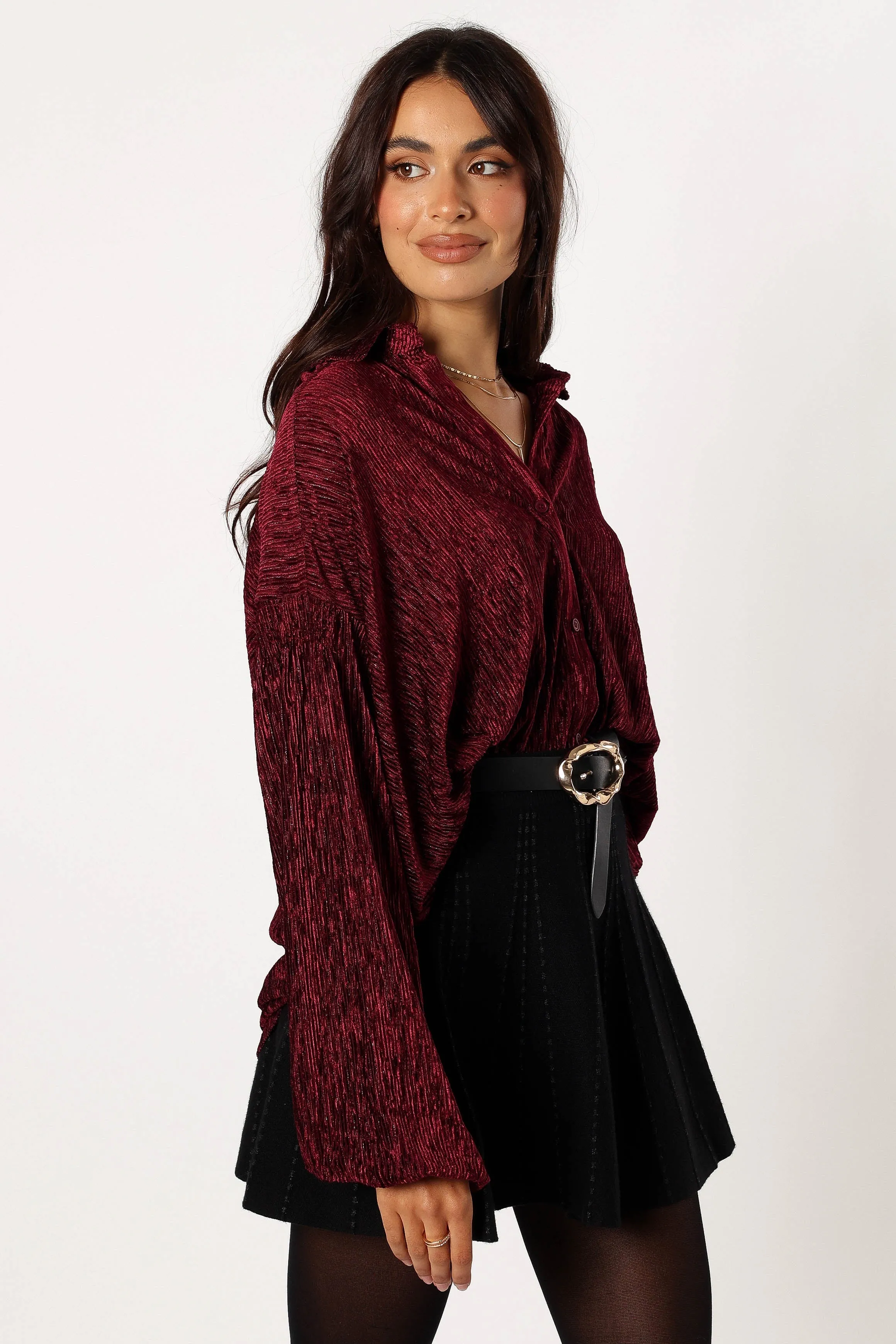 Cadence Long Sleeve Top - Burgundy