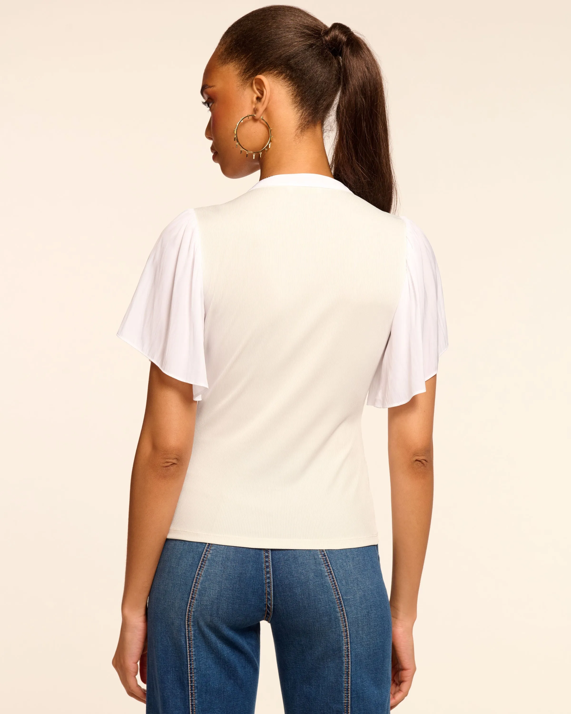 Colette Ribbed Combo Short Sleeve Top