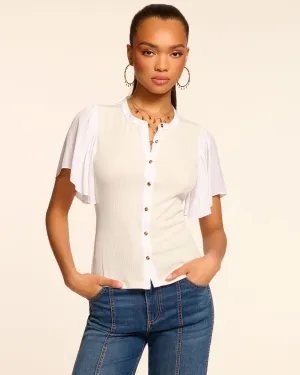 Colette Ribbed Combo Short Sleeve Top