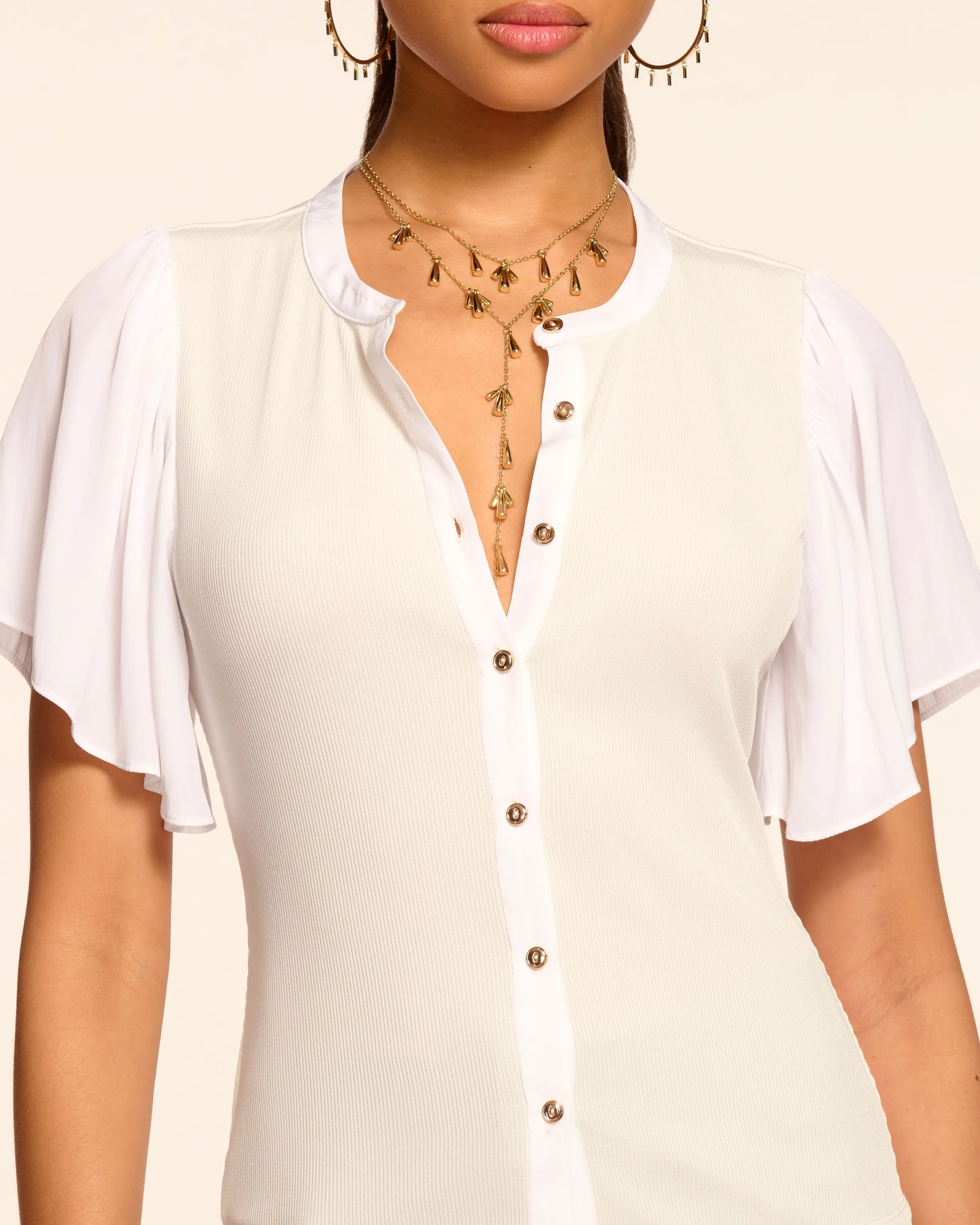 Colette Ribbed Combo Short Sleeve Top