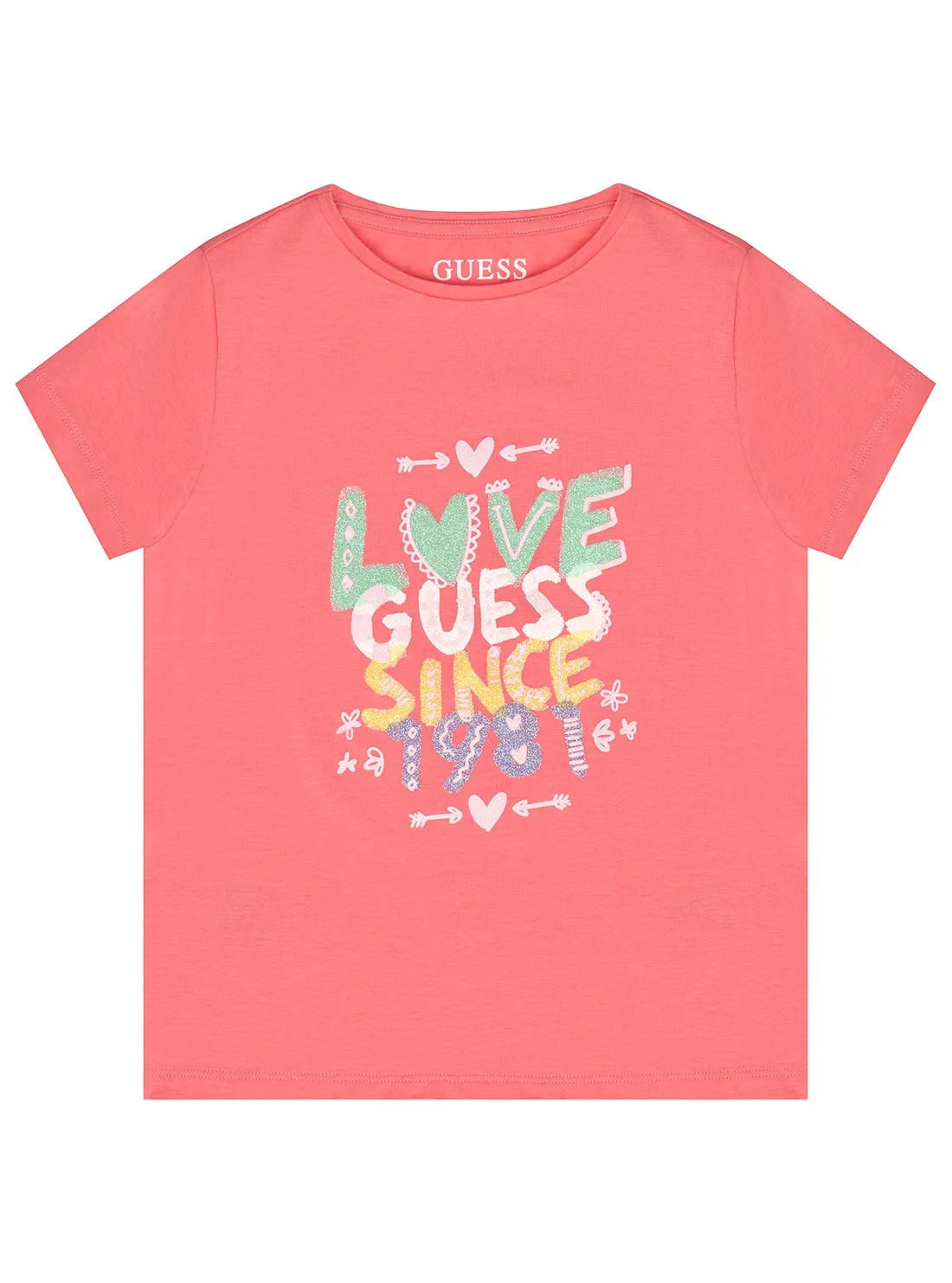 Coral Pink Glitter Logo T-Shirt (2-7)