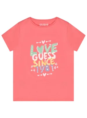 Coral Pink Glitter Logo T-Shirt (2-7)