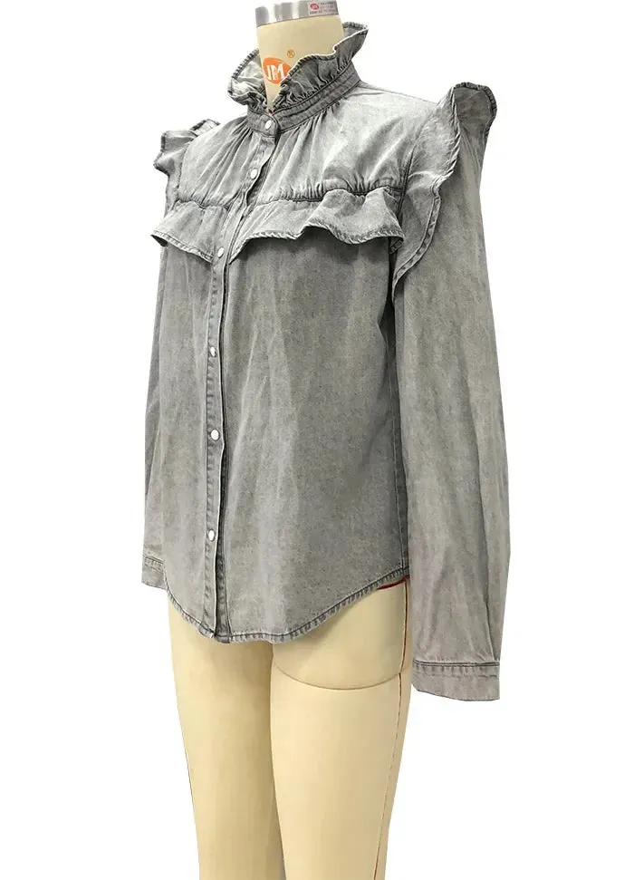 Cotton Denim Blouses Women