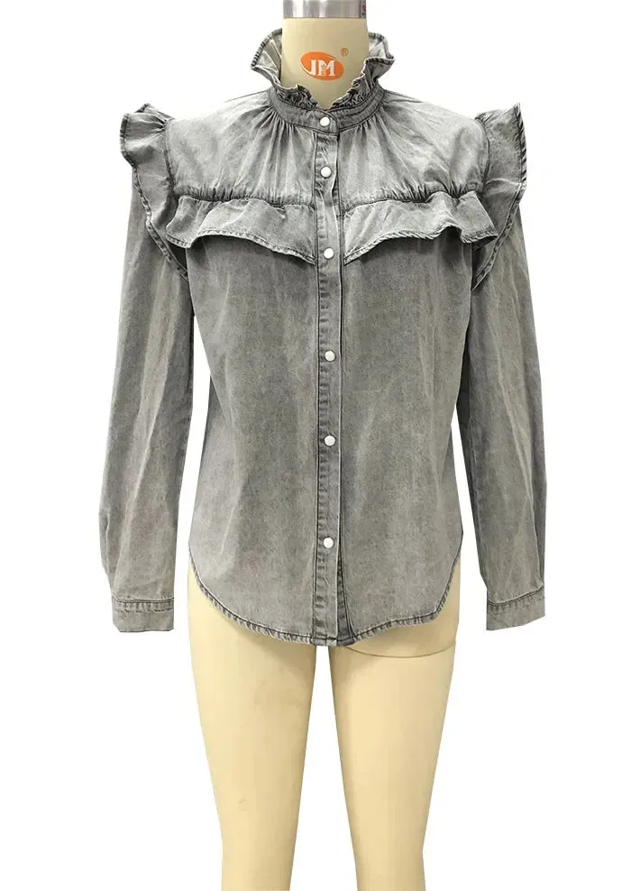 Cotton Denim Blouses Women