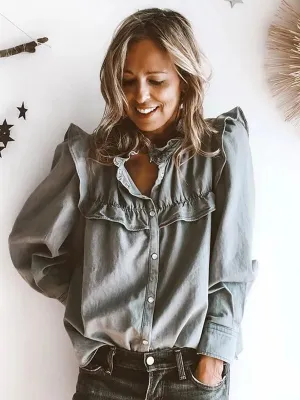 Cotton Denim Blouses Women