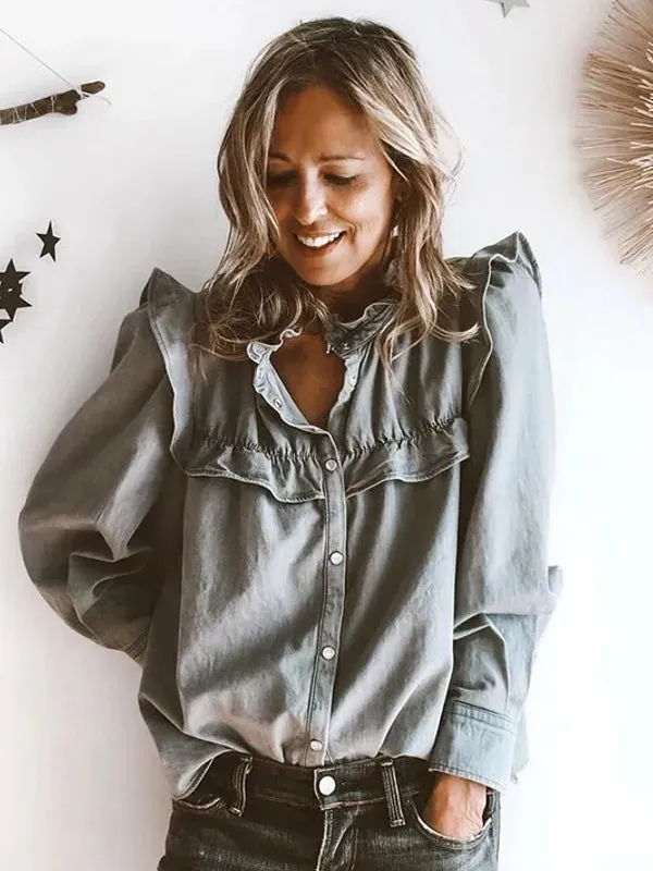 Cotton Denim Blouses Women