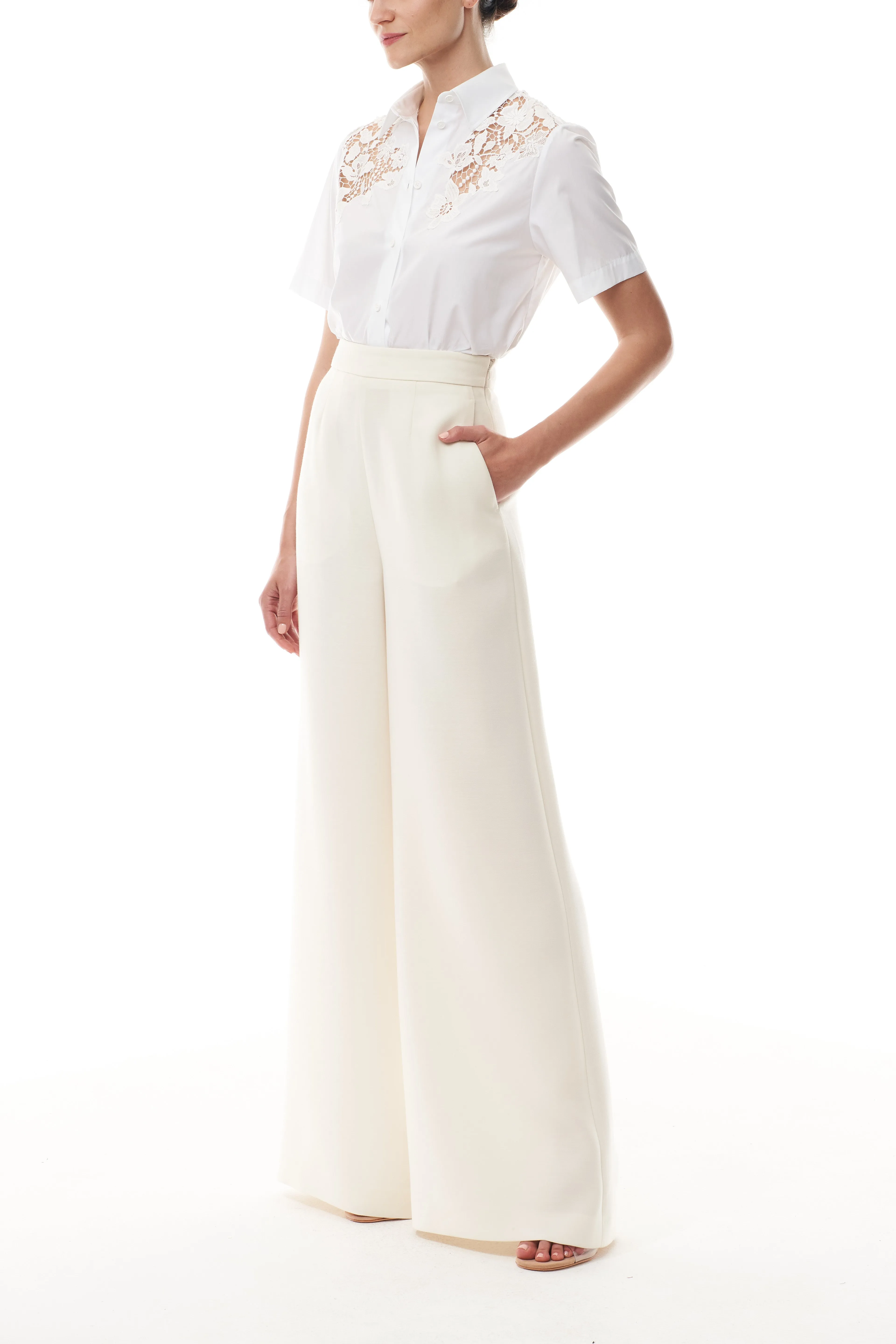 Cotton Poplin Lace Shirt
