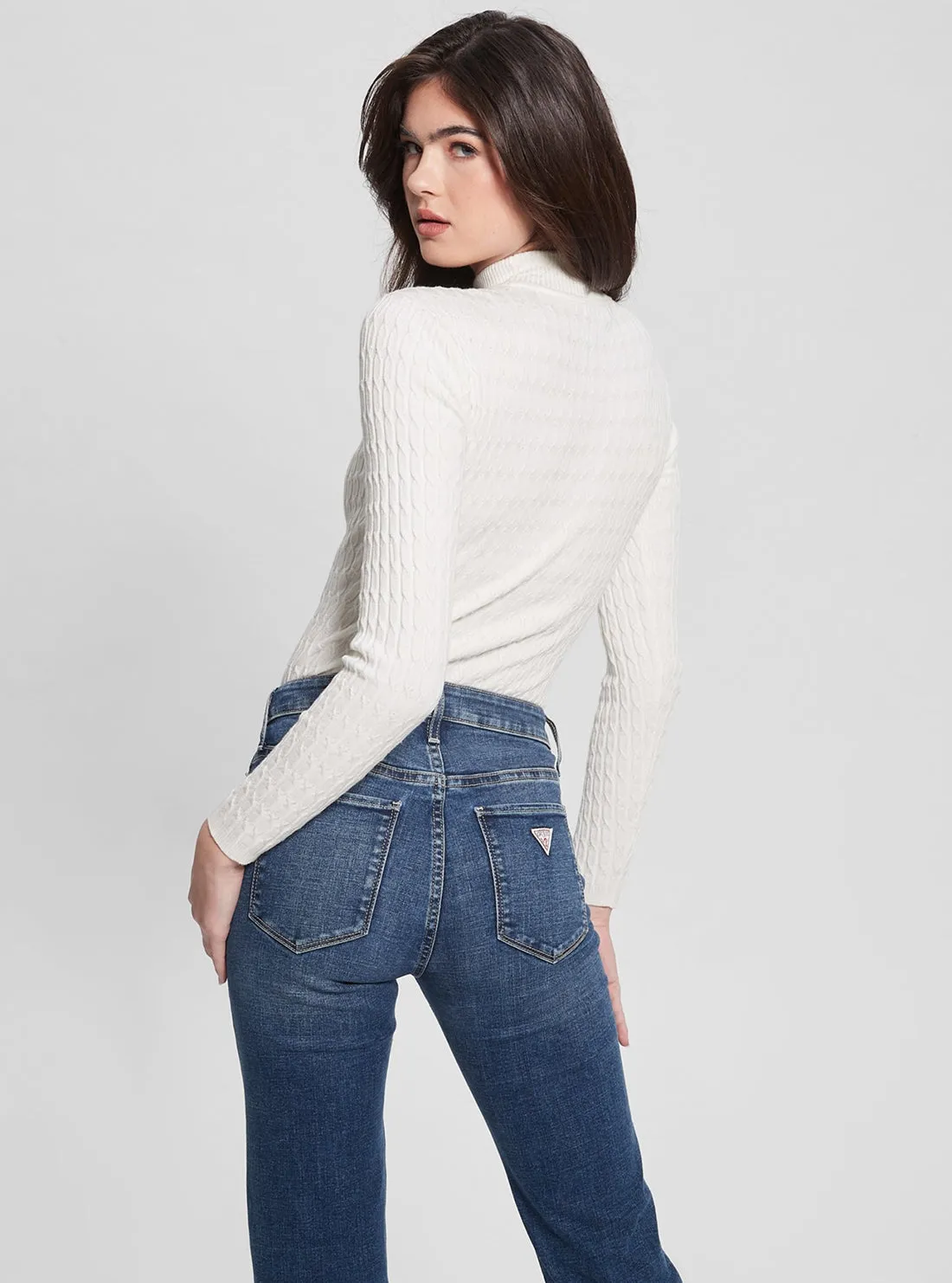 Eco White Mock Neck Nikki Knit Top
