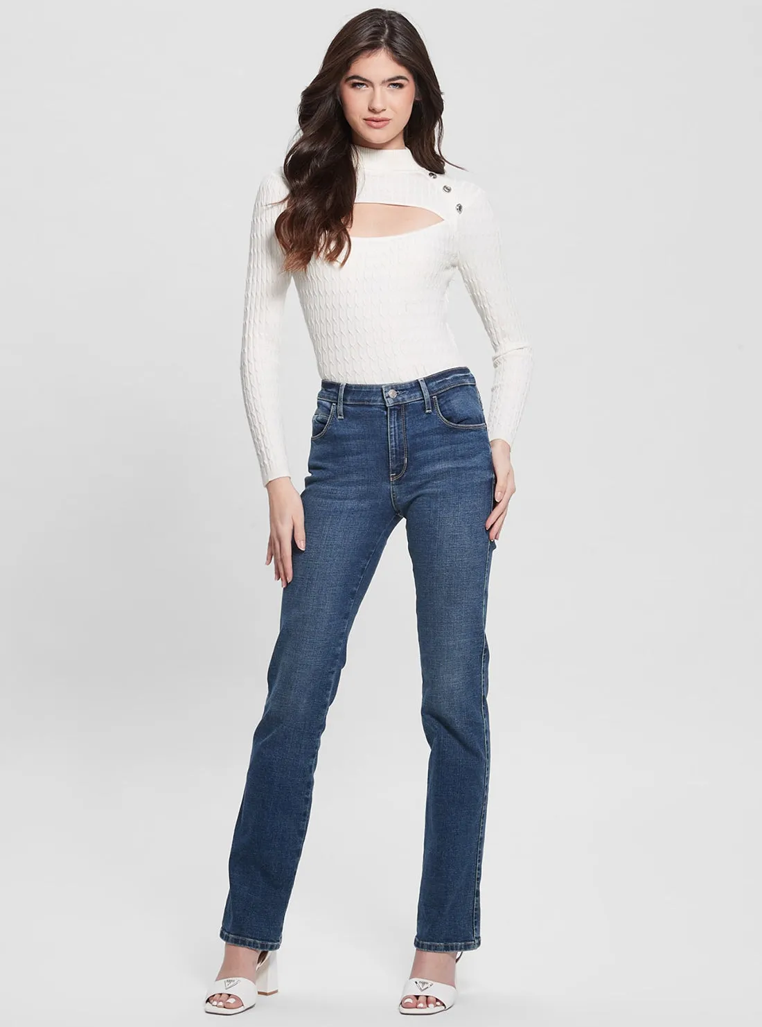 Eco White Mock Neck Nikki Knit Top