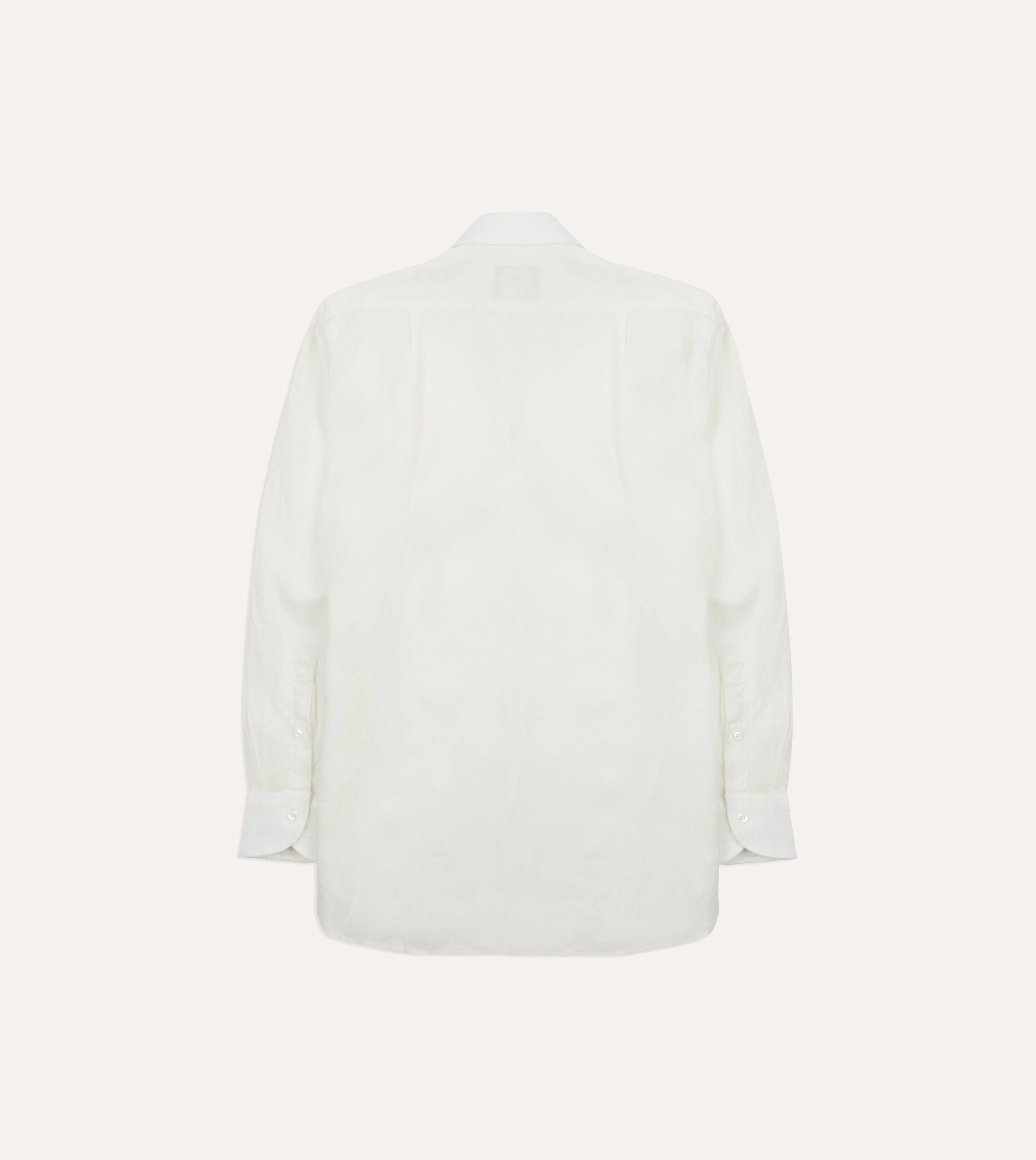 Ecru Linen Long Point Collar Shirt