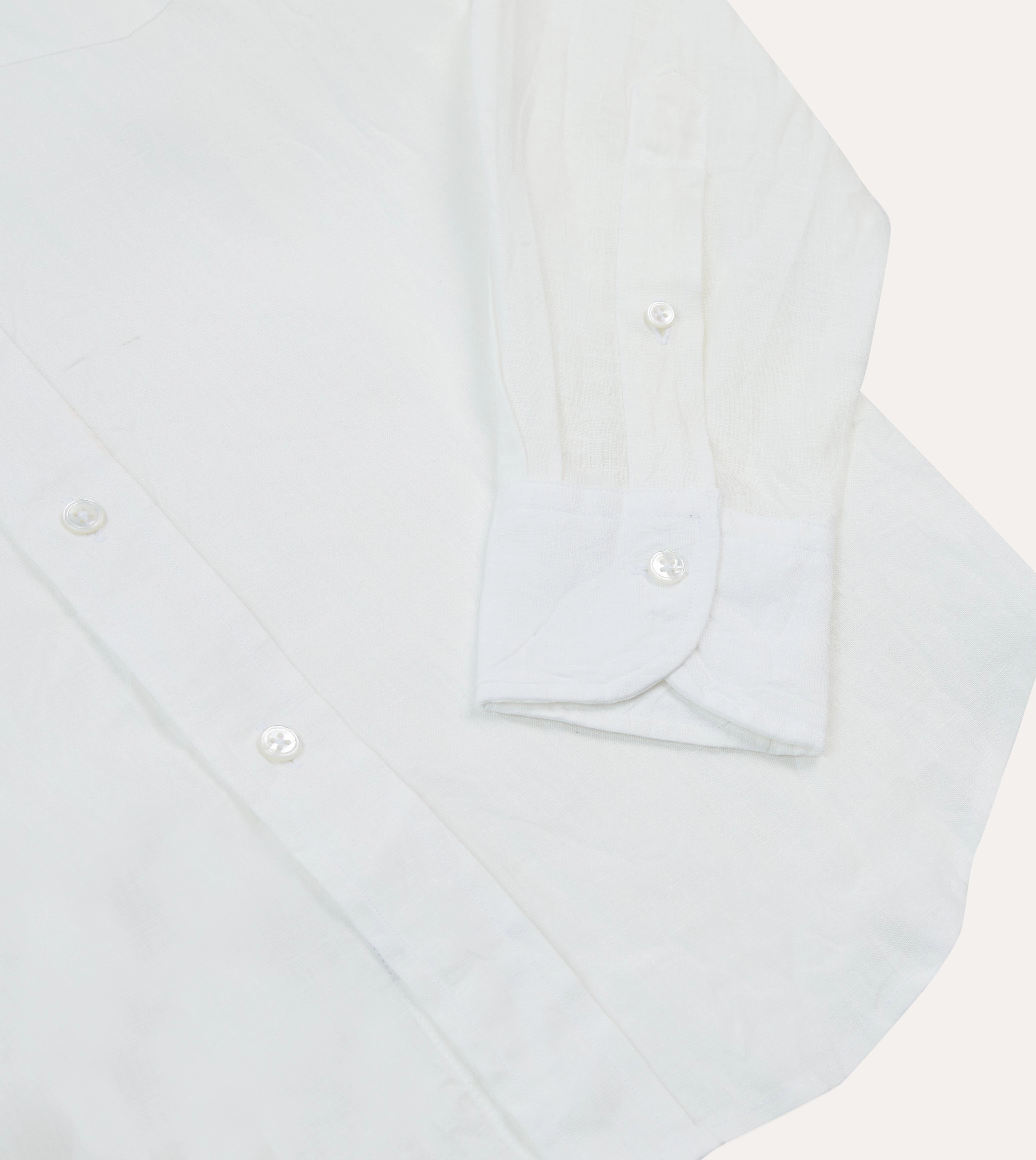 Ecru Linen Spread Collar Shirt