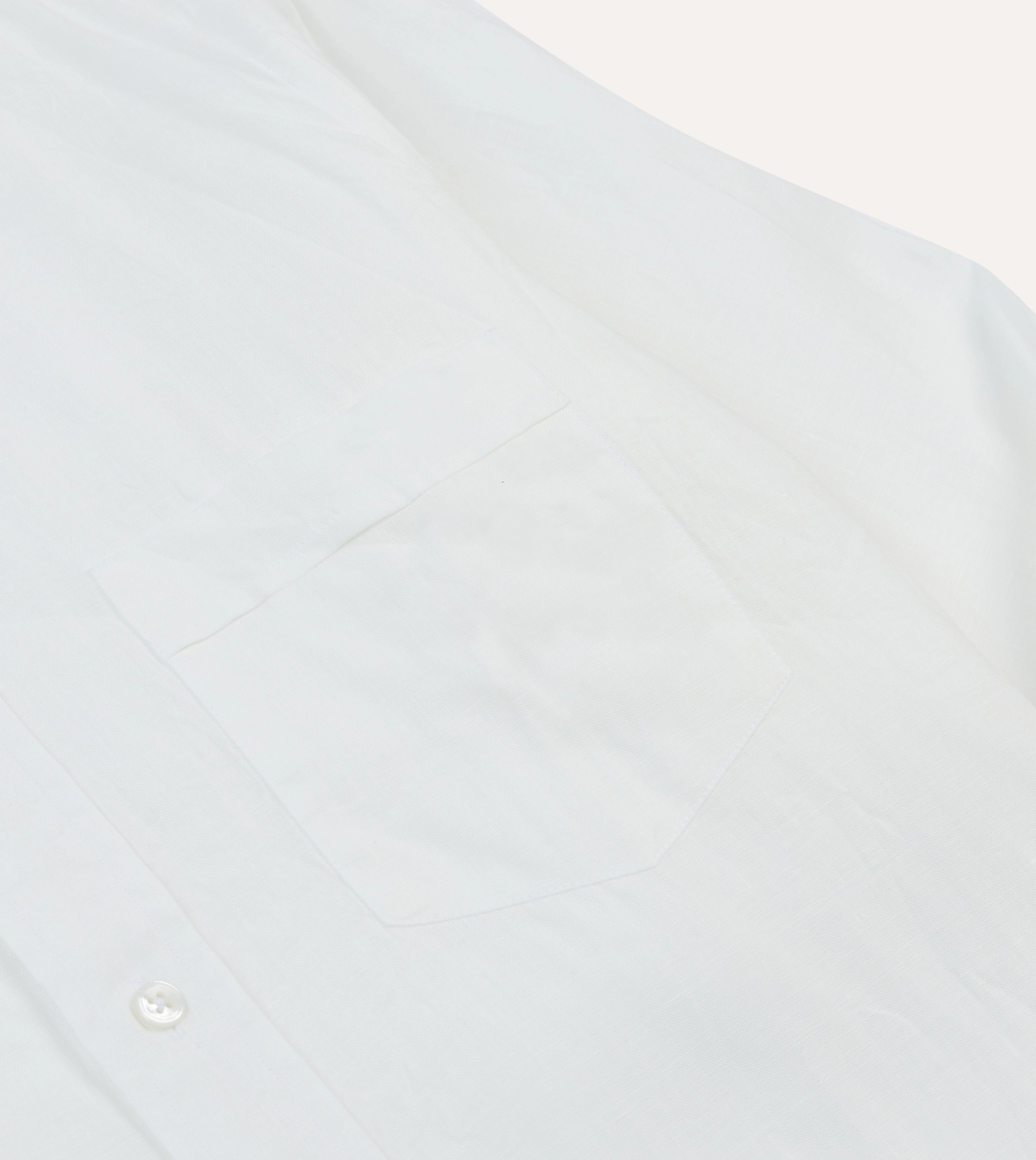 Ecru Linen Spread Collar Shirt