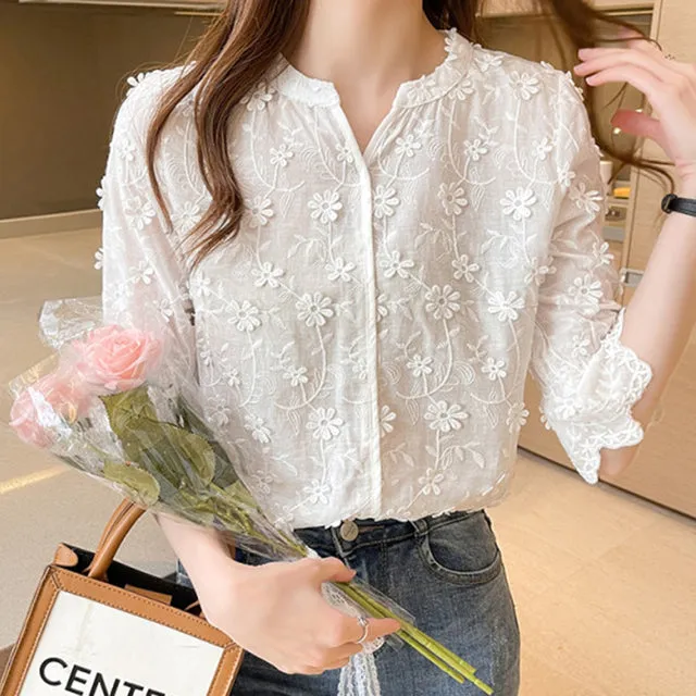 Elegant Tops Lace Women Blouses