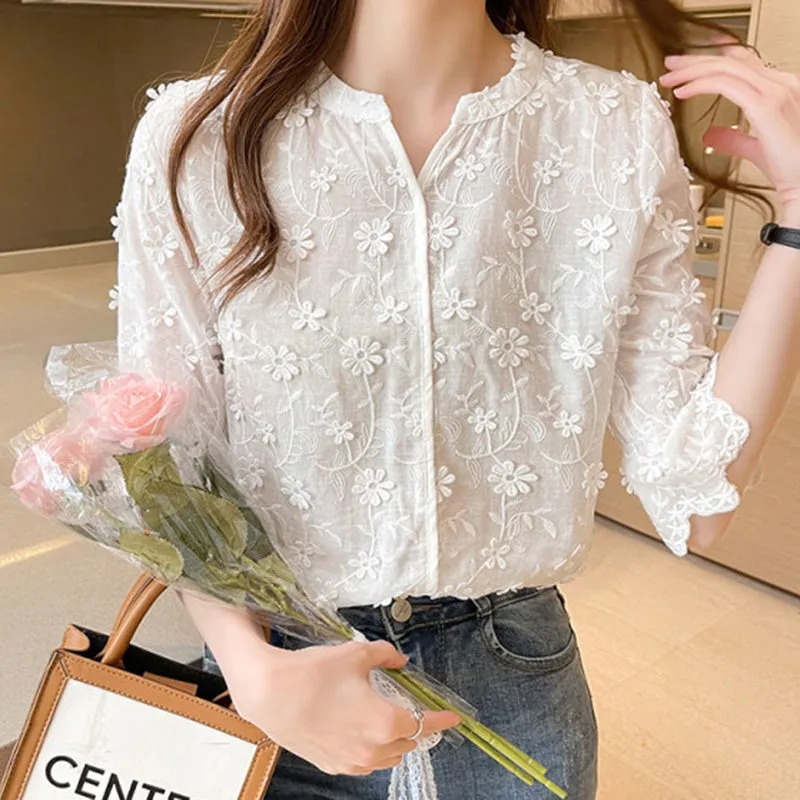Elegant Tops Lace Women Blouses