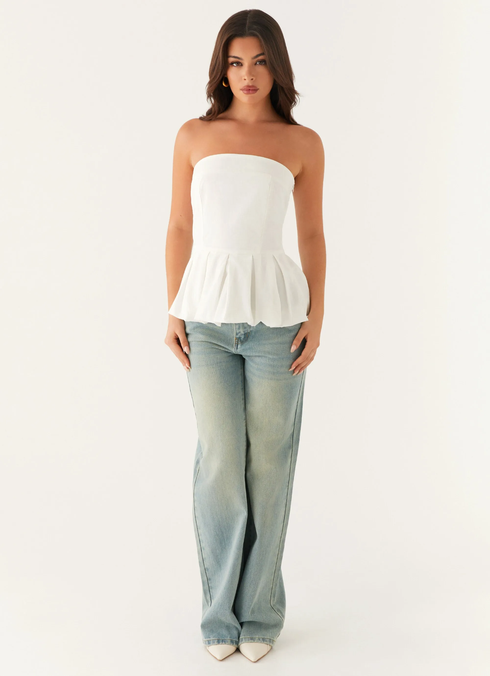 Ellen Bubble Hem Top - Ivory