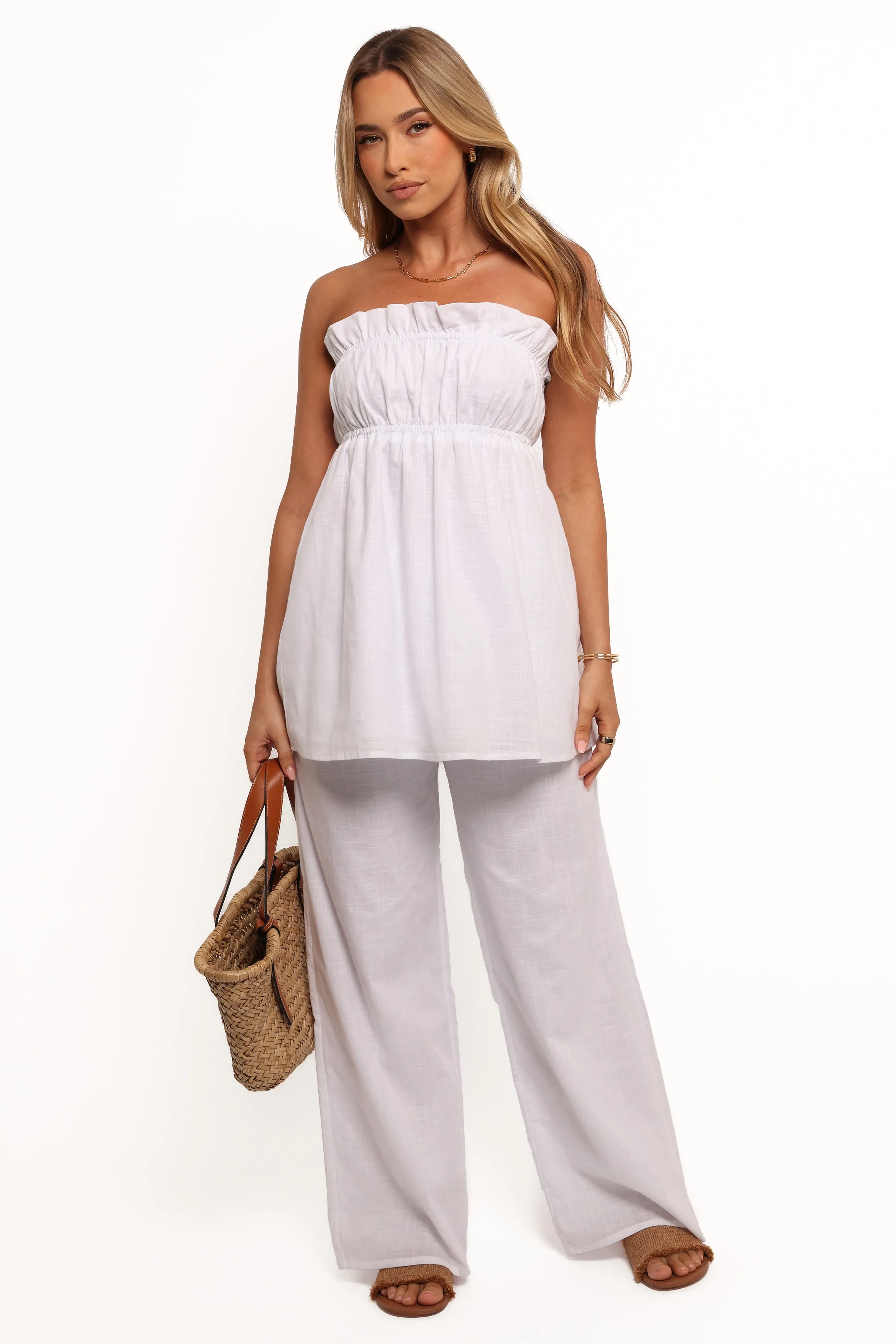 Ember Strapless Tunic Top - White