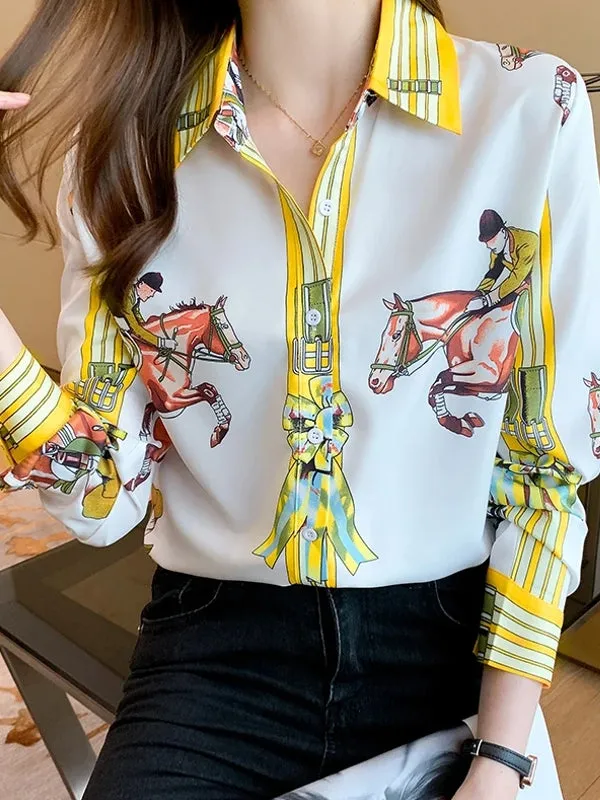 Fashion print ladies shirts Long Sleeve