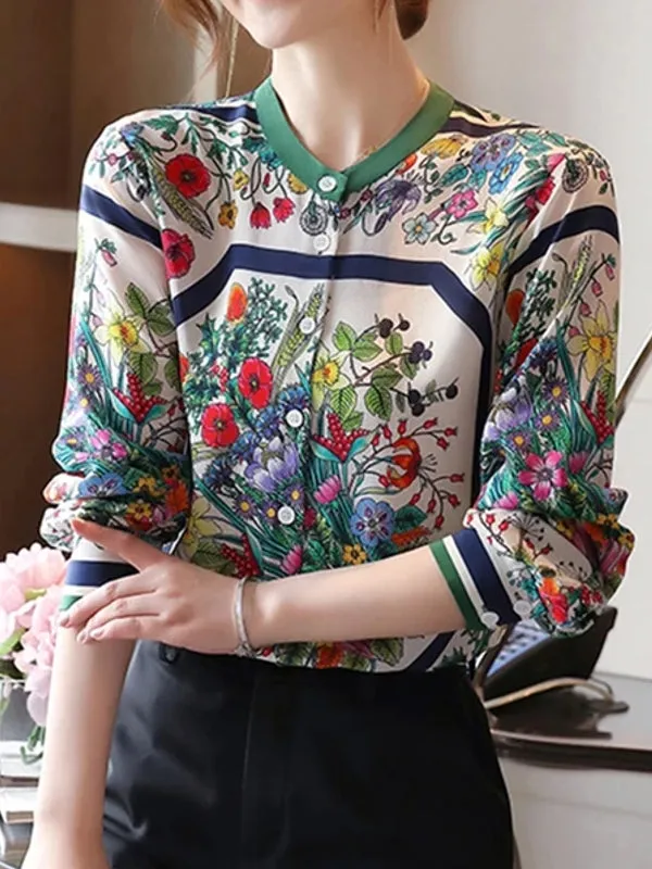 Fashion print ladies shirts Long Sleeve