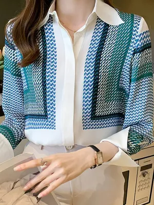 Fashion print ladies shirts Long Sleeve