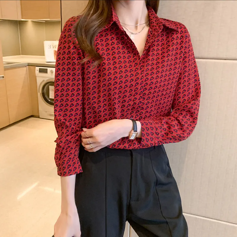 Fashion print ladies shirts Long Sleeve