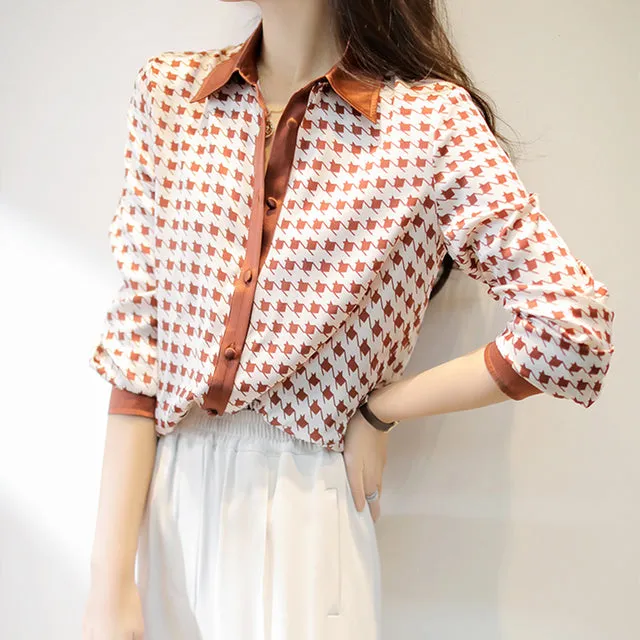 Fashion print ladies shirts Long Sleeve