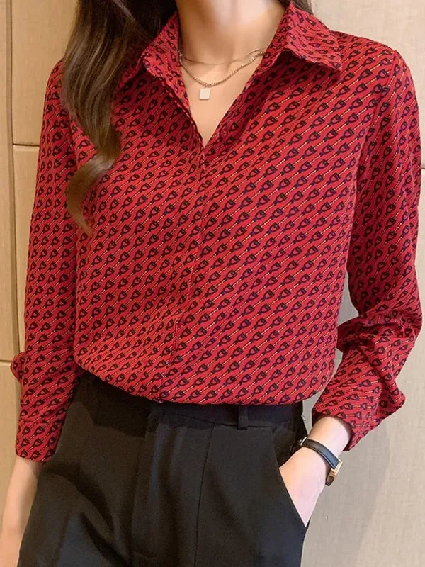 Fashion print ladies shirts Long Sleeve