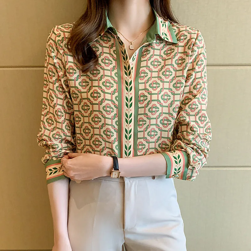 Fashion print ladies shirts Long Sleeve