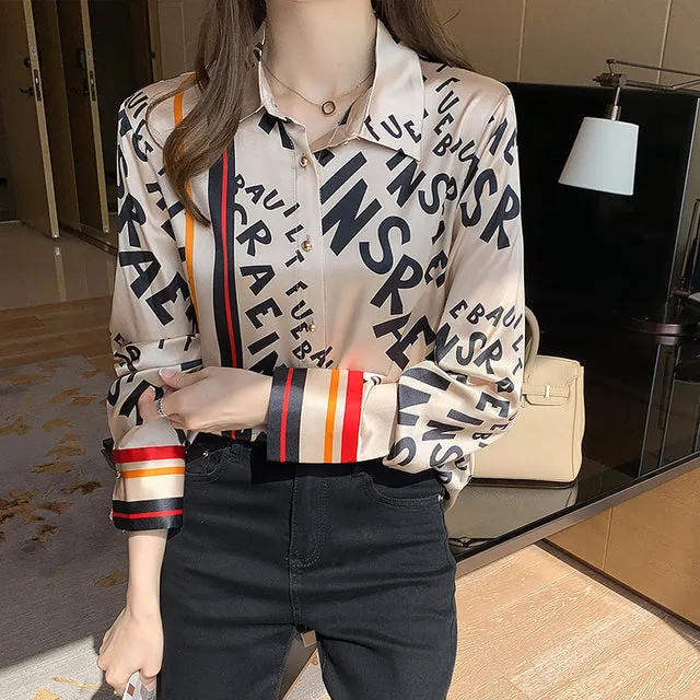 Fashion print ladies shirts Long Sleeve