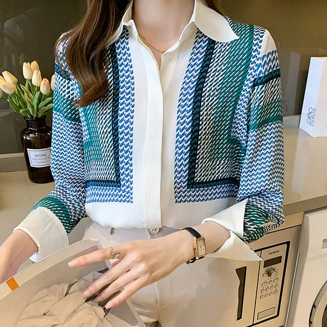Fashion print ladies shirts Long Sleeve